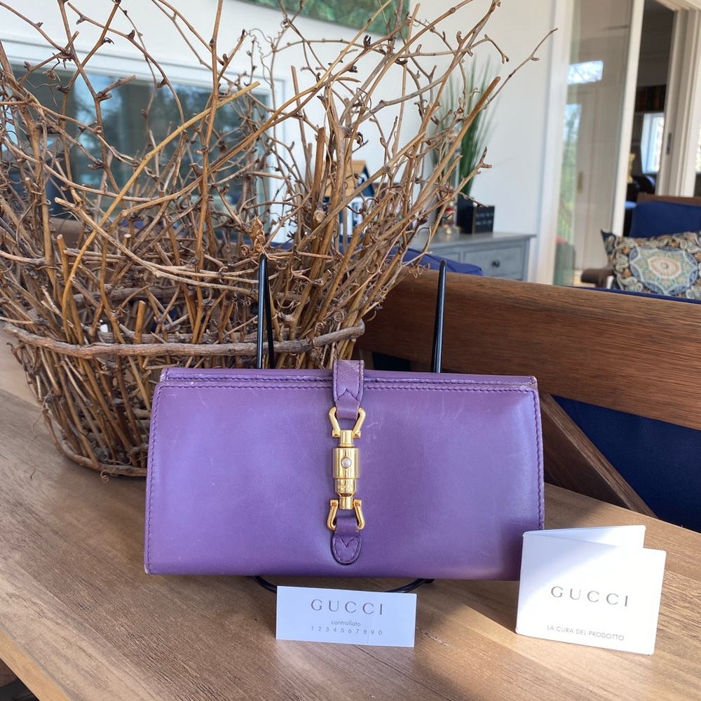 Gucci Purple leather Jackie long wallet